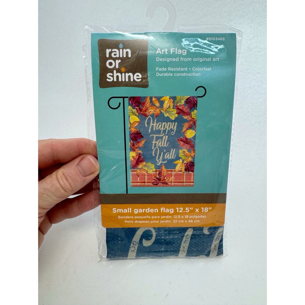 Rain Or Shine Happy Fall Y'all Small Garden Flag 12.5" X 28" Autumn Fall Leaves